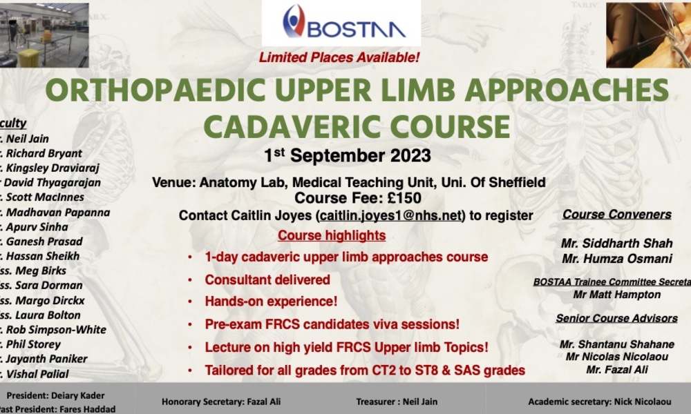 Orthopaedic Upper Limb Approaches Cadaveric Course 2023